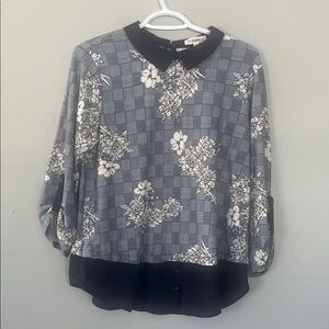 Faith and Joy Navy and White Floral Blouse
